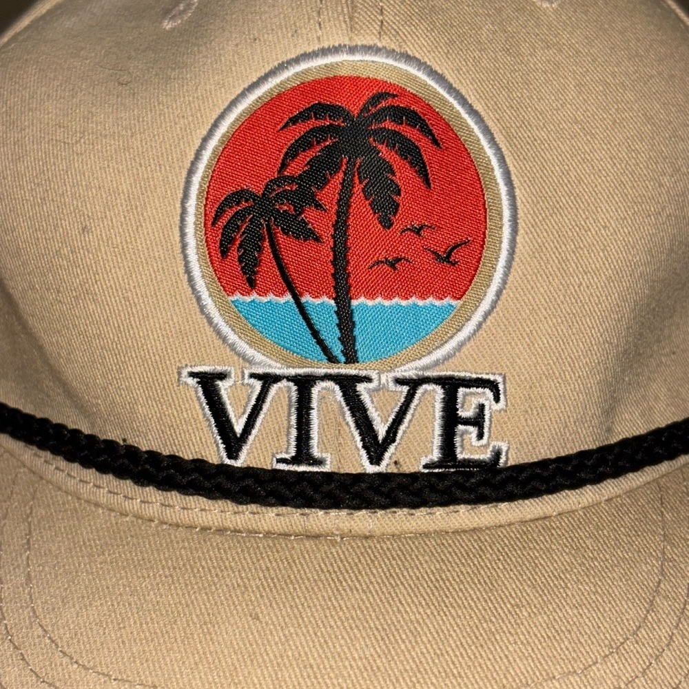 Vive Tan Palm Tree Sunset Golf Rope Hat Snapback Cap - Picture 4 of 9